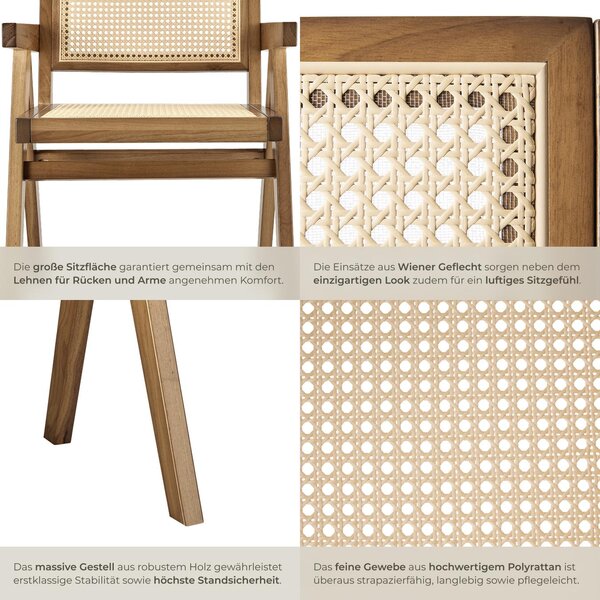 Tectake® Lissy křeslo v boho stylu 59 x 56,5 x 82,5 cm, nosnost 120 kg