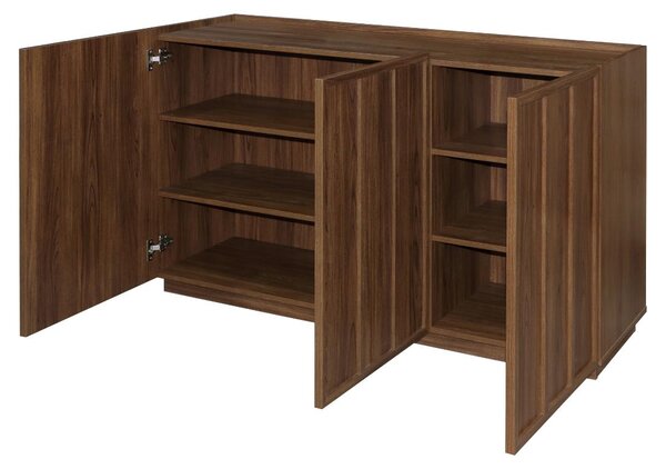 CALICOSY – Komoda se 3 dvířky, Imitace ořech, šířka 140 cm – ABEL