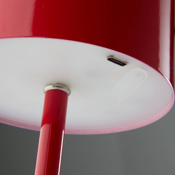 Jotex Červená kovová nabíjecí stolní LED lampa ARA