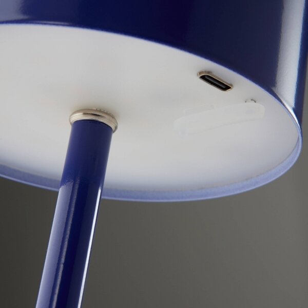 Jotex Modrá kovová nabíjecí stolní LED lampa ARA