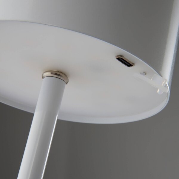 Jotex Bílá kovová nabíjecí stolní LED lampa ARA
