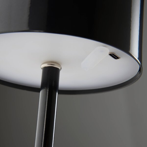 Jotex Černá kovová nabíjecí stolní LED lampa ARA
