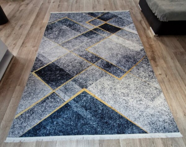 HU Šedomodrý moderní koberec VELVET LH024 Rozměr: 50x80 cm