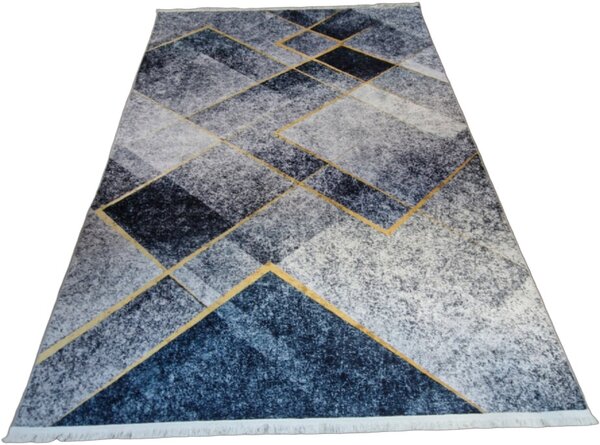 HU Šedomodrý moderní koberec VELVET LH024 Rozměr: 50x80 cm