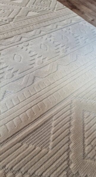 HU Krémově béžový moderní koberec TWIST CREAM 23929A Rozměr: 60x100 cm
