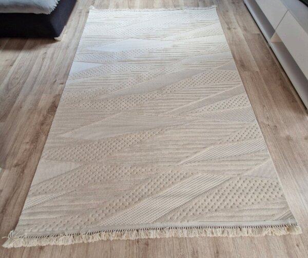 HU Moderní béžový koberec TWIST BEIGE 30629A Rozměr: 60x100 cm