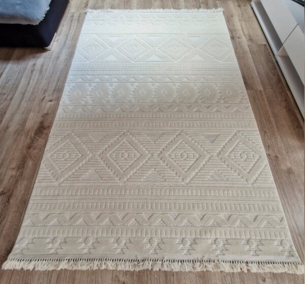 HU Krémově béžový moderní koberec TWIST CREAM 23929A Rozměr: 60x100 cm
