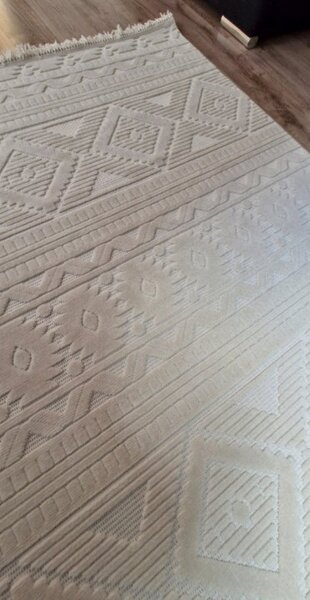 HU Krémově béžový moderní koberec TWIST CREAM 23929A Rozměr: 60x100 cm
