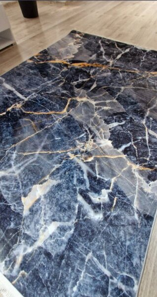 HU Modrošedý moderní koberec VELVET M281 Rozměr: 50x80 cm