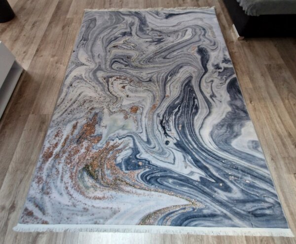 HU Šedomodrý moderní koberec VELVET M258 Rozměr: 50x80 cm