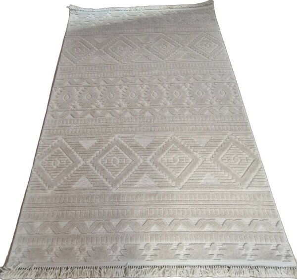 HU Moderní béžový koberec TWIST BEIGE 23929A Rozměr: 60x100 cm