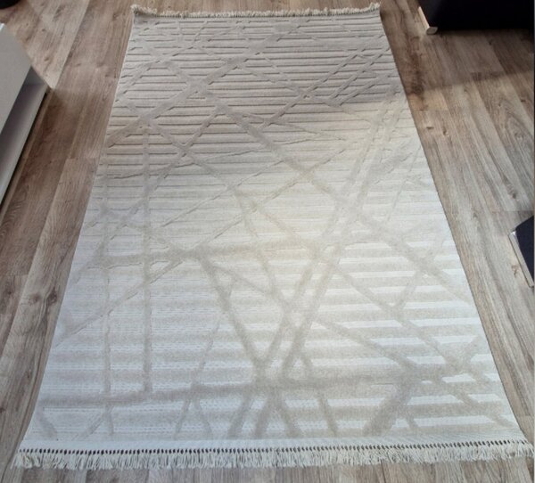 HU Moderní béžový koberec TWIST BEIGE 20294A Rozměr: 60x100 cm