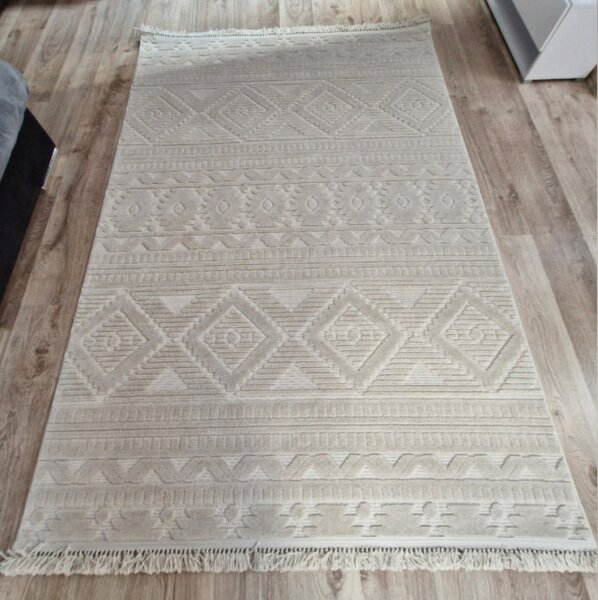HU Moderní béžový koberec TWIST BEIGE 23929A Rozměr: 60x100 cm