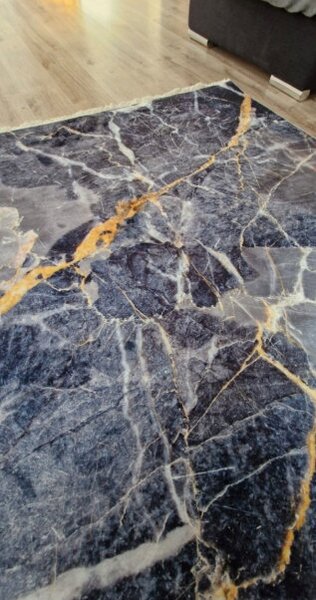 HU Modrošedý moderní koberec VELVET M281 Rozměr: 50x80 cm