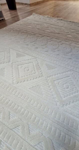 HU Krémově béžový moderní koberec TWIST CREAM 23929A Rozměr: 60x100 cm