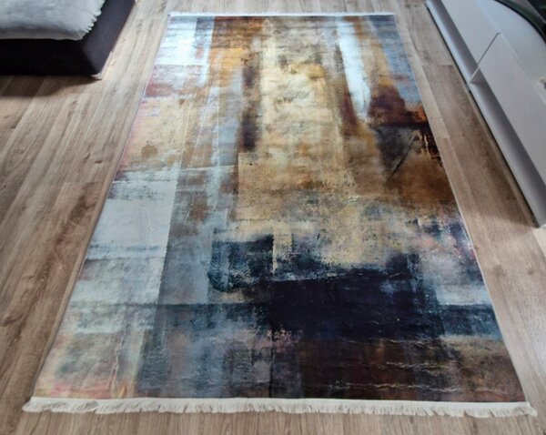 HU Šedo-hnědo-modrý moderní koberec VELVET WL087 Rozměr: 50x80 cm