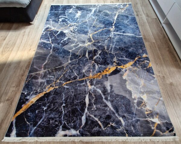 HU Modrošedý moderní koberec VELVET M281 Rozměr: 50x80 cm