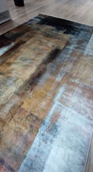 HU Šedo-hnědo-modrý moderní koberec VELVET WL087 Rozměr: 50x80 cm