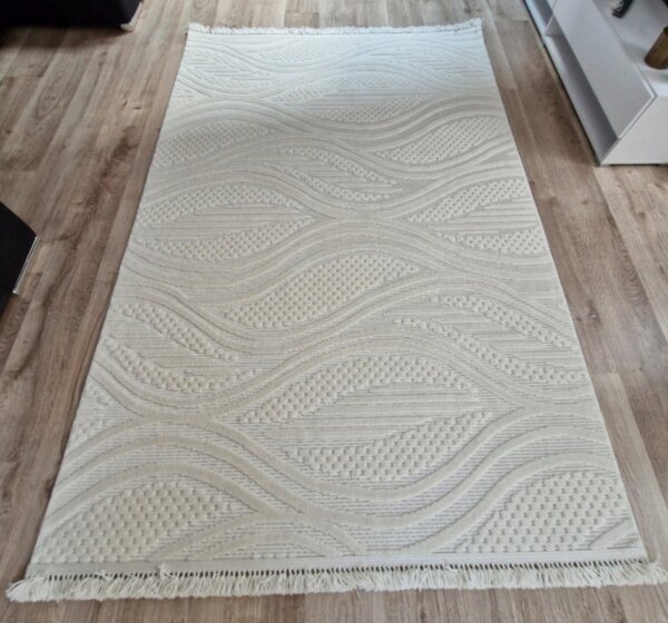 HU Krémově béžový moderní koberec TWIST CREAM 31204A Rozměr: 60x100 cm