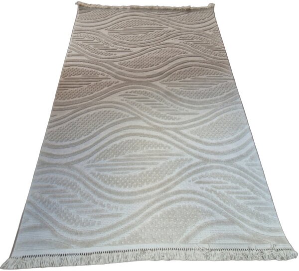 HU Moderní béžový koberec TWIST BEIGE 31204A Rozměr: 60x100 cm