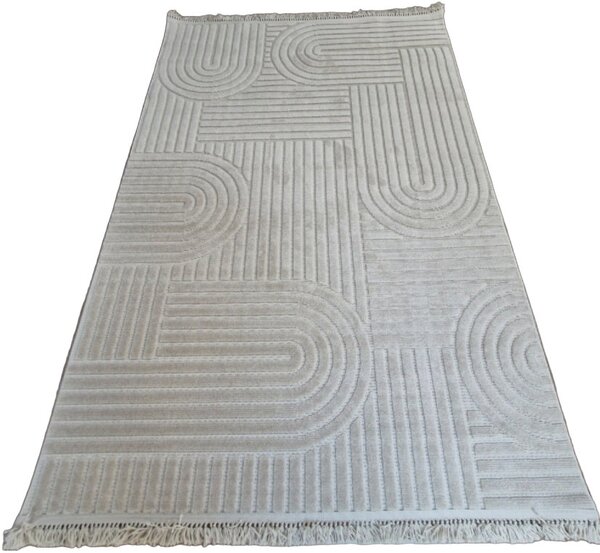 HU Moderní béžový koberec TWIST BEIGE 31368A Rozměr: 60x100 cm