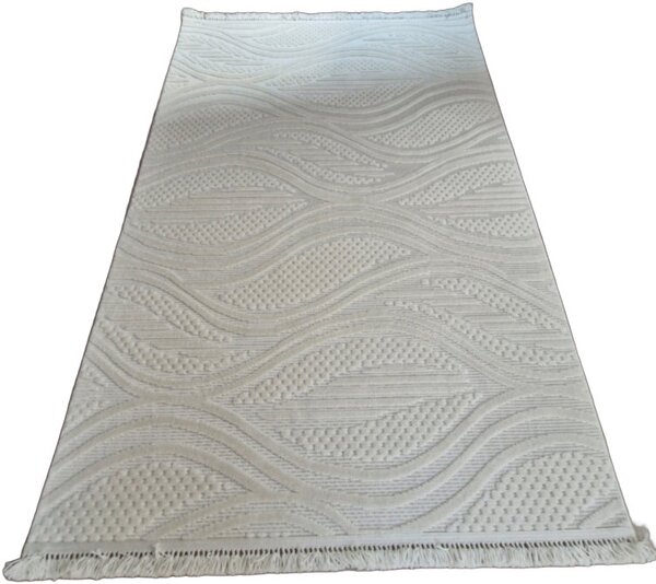 HU Krémově béžový moderní koberec TWIST CREAM 31204A Rozměr: 60x100 cm