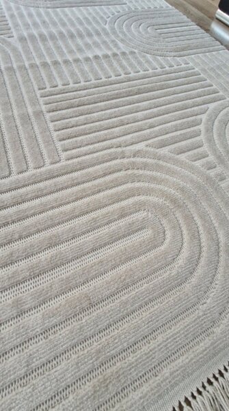 HU Moderní béžový koberec TWIST BEIGE 31368A Rozměr: 60x100 cm