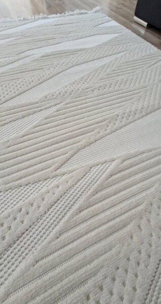 HU Krémově béžový moderní koberec TWIST CREAM 30629A Rozměr: 60x100 cm