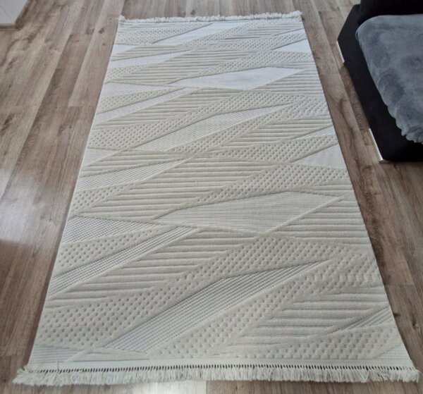 HU Krémově béžový moderní koberec TWIST CREAM 30629A Rozměr: 60x100 cm