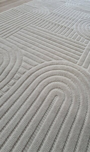 HU Moderní béžový koberec TWIST BEIGE 31368A Rozměr: 60x100 cm