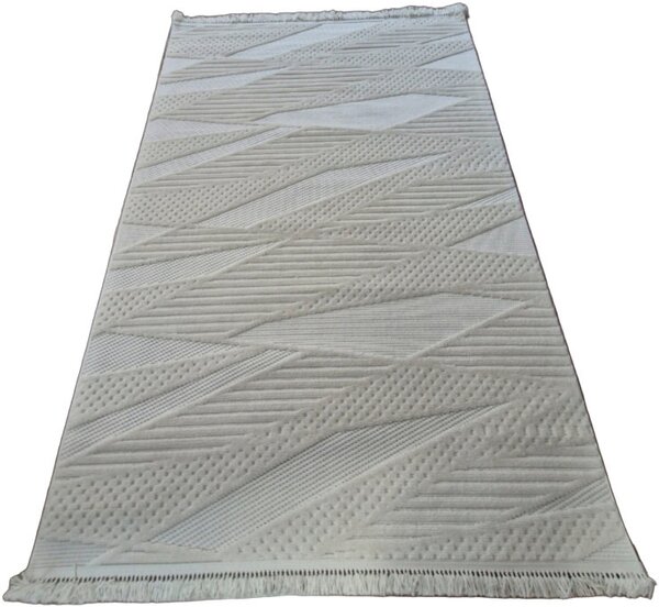 HU Krémově béžový moderní koberec TWIST CREAM 30629A Rozměr: 60x100 cm