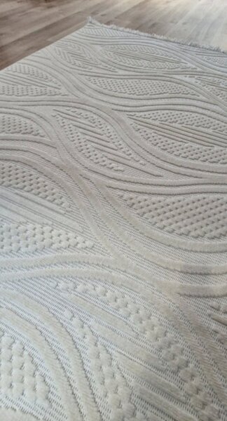 HU Krémově béžový moderní koberec TWIST CREAM 31204A Rozměr: 60x100 cm