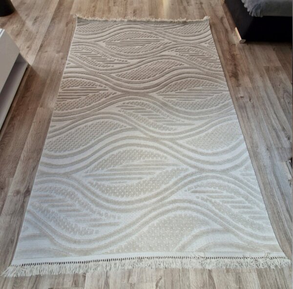 HU Moderní béžový koberec TWIST BEIGE 31204A Rozměr: 60x100 cm