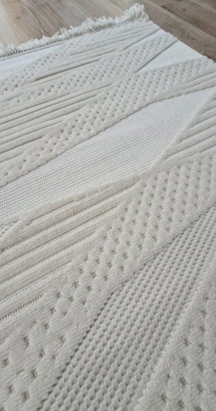 HU Krémově béžový moderní koberec TWIST CREAM 30629A Rozměr: 60x100 cm