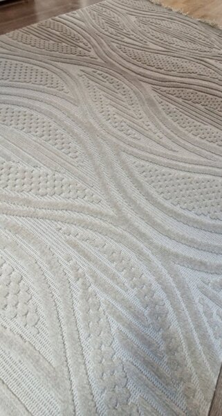HU Moderní béžový koberec TWIST BEIGE 31204A Rozměr: 60x100 cm