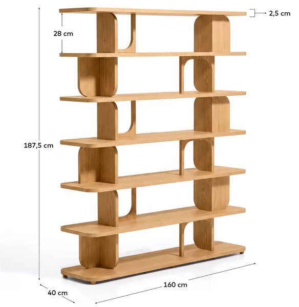 Kave Home Dubový regál Aduma 188 x 160 cm