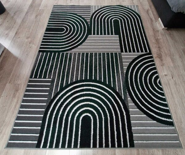 HU Šedozelený geometrický obdélníkový koberec NEW IDEA 90141-0574 Rozměr: 50x80 cm