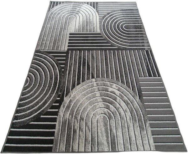 HU Šedý geometrický obdélníkový koberec NEW IDEA 90141-0433 Rozměr: 50x80 cm
