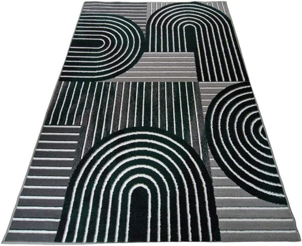 HU Šedozelený geometrický obdélníkový koberec NEW IDEA 90141-0574 Rozměr: 50x80 cm