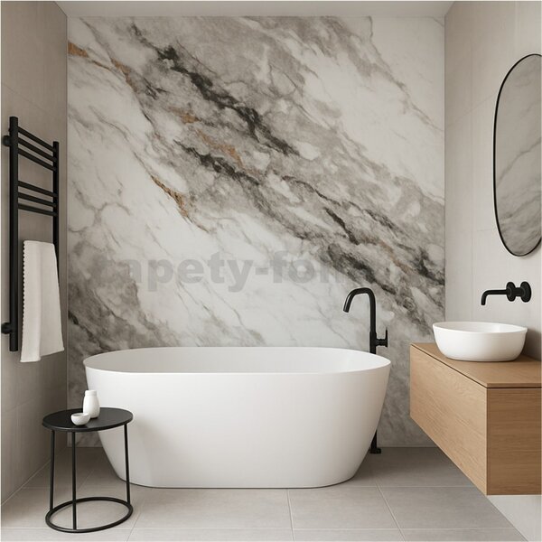 Samolepící panel na zeď TPM0000003, cena za kus, rozměr 280 cm x 60 cm, mramor šedo-černý, IMPOL TRADE