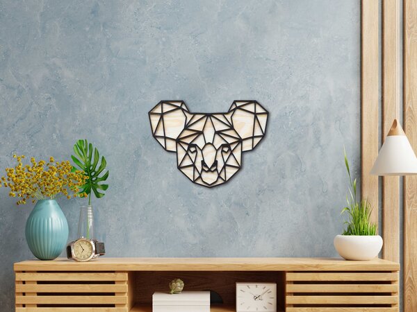 Koala Velikost: 30 cm, Barva pozadí: Přírodní - borovicová překližka, Barva obrysu: Černá
