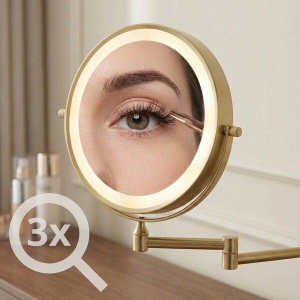 Zrcadlo LED Glow Brush Gold