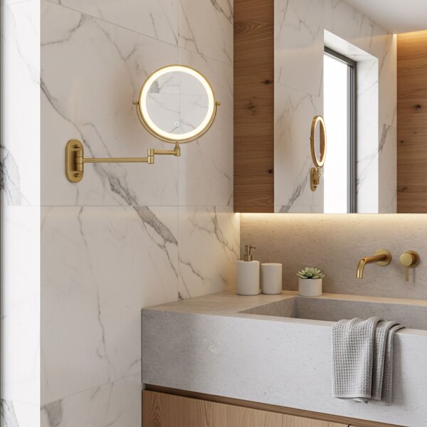 Zrcadlo LED Glow Brush Gold