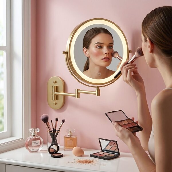 Zrcadlo LED Glow Brush Gold