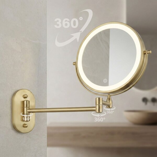 Zrcadlo LED Glow Brush Gold