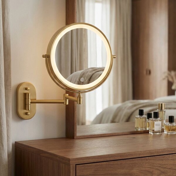 Zrcadlo LED Glow Brush Gold