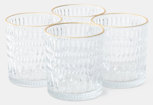 Sinsay - Sada strukturovaných sklenic se zlatým okrajem 4 pack - clear