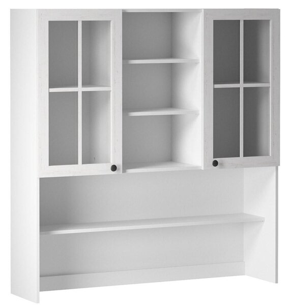 PROVENCE k | horní skříňka K120 prosklená s policemi | 120 cm | bílá/borovice andersen
