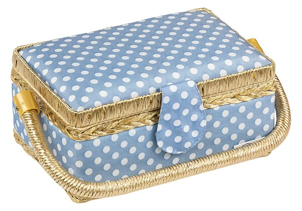 BELLATEX BOX na šití Modrá, Bílá, Přírodní 19x13x10 cm