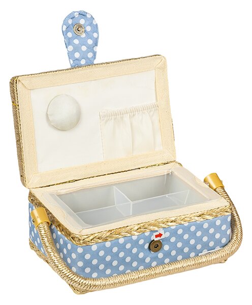 BELLATEX BOX na šití Modrá, Bílá, Přírodní 19x13x10 cm